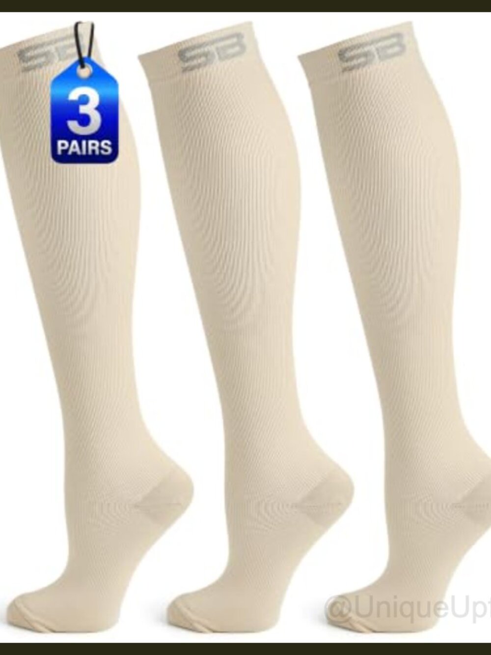 3-Pair Nylon-Spandex Compression Socks 15-20mmHg L/XL Pull-On